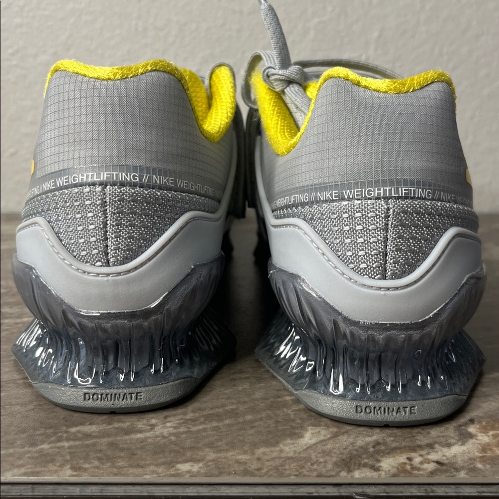 NEW Nike Romaleos 4 Men’s Size Weightlifting Shoes Gray Silver Yellow CD3463-002 - Picture 6 of 8